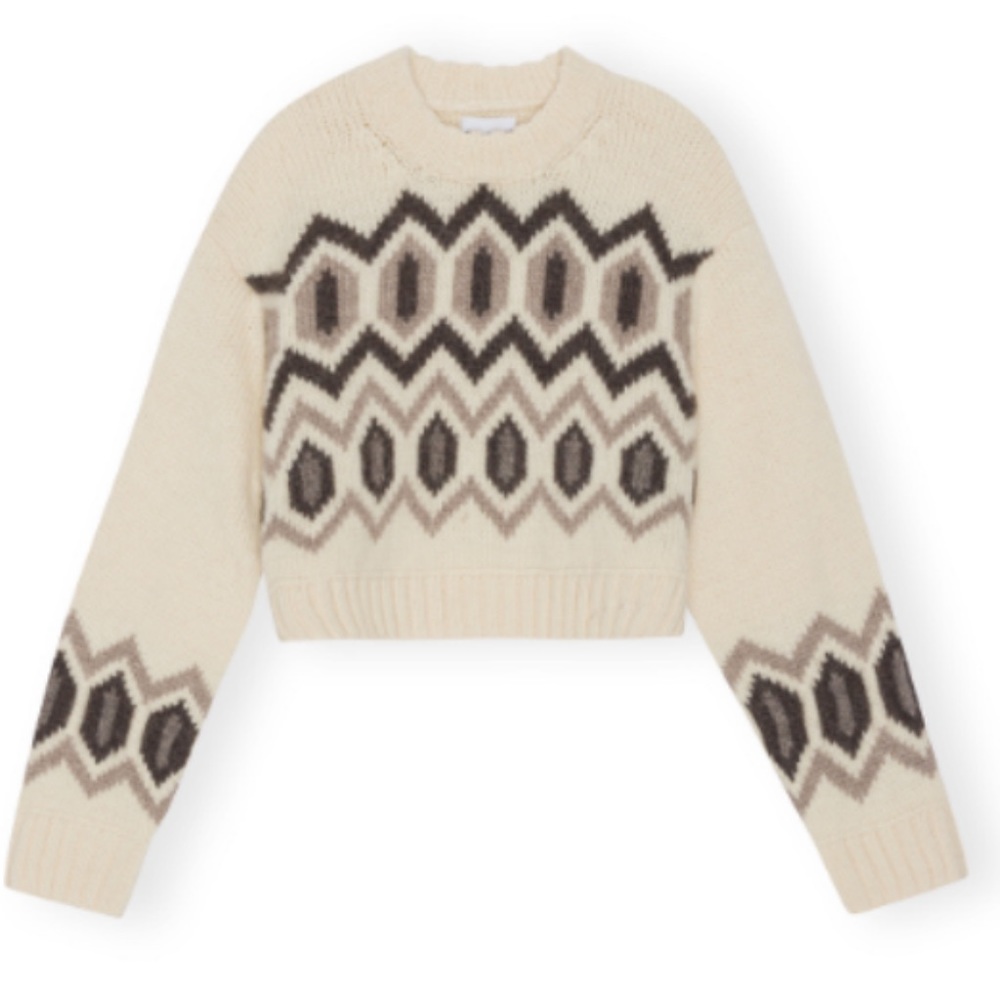Ganni Chunky Graphic Cropped Sweater, Small - Picture 5 of 7